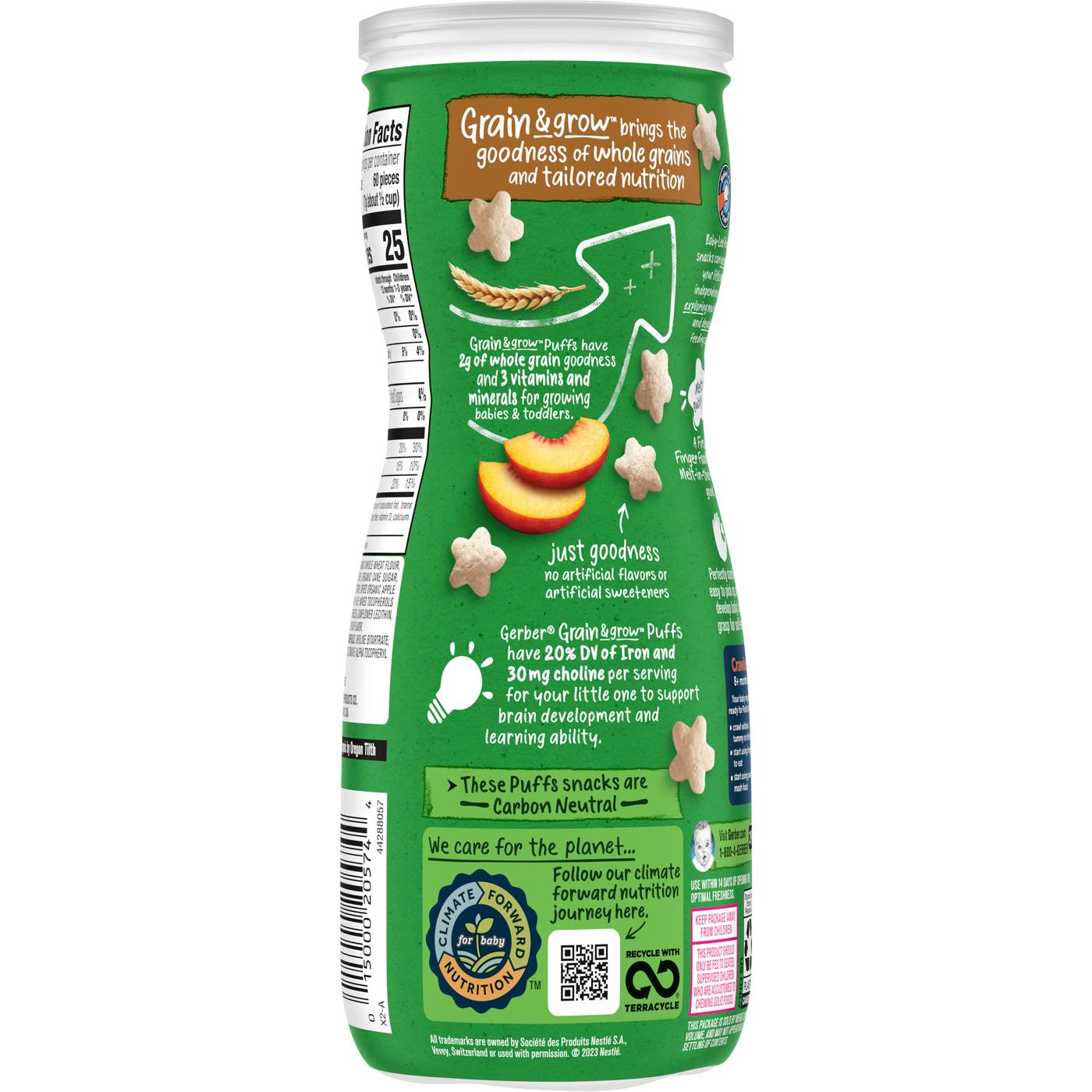 Gerber Organic for Baby Grain & Grow Puffs - Peach - Shop Toddler food ...
