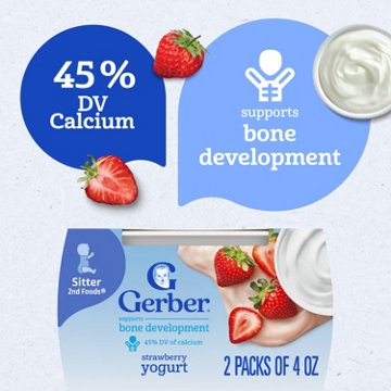 Gerber Stage 2 Baby Food Yogurt - Strawberry, 4 oz Tubs