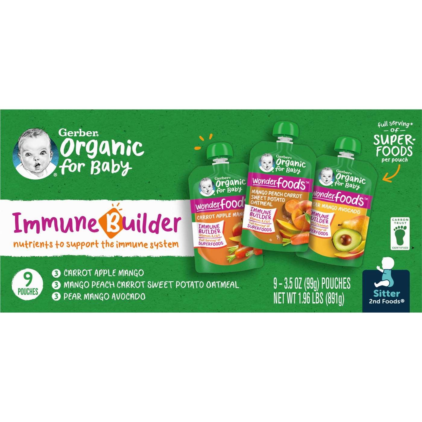 Gerber Organic for Baby Pouches Immune Builder - Variety Pack; image 1 of 3