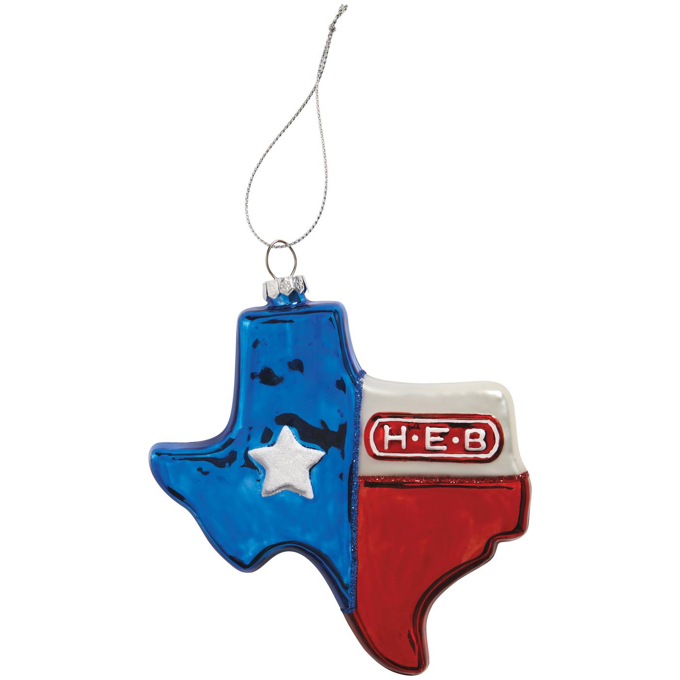 H-E-B Brand Shop Texas Glass Christmas Tree Ornament; image 1 of 2