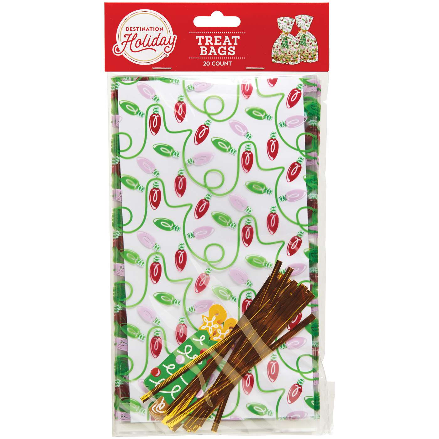 Destination Holiday Christmas Cello Treat Bags - String Lights; image 1 of 2