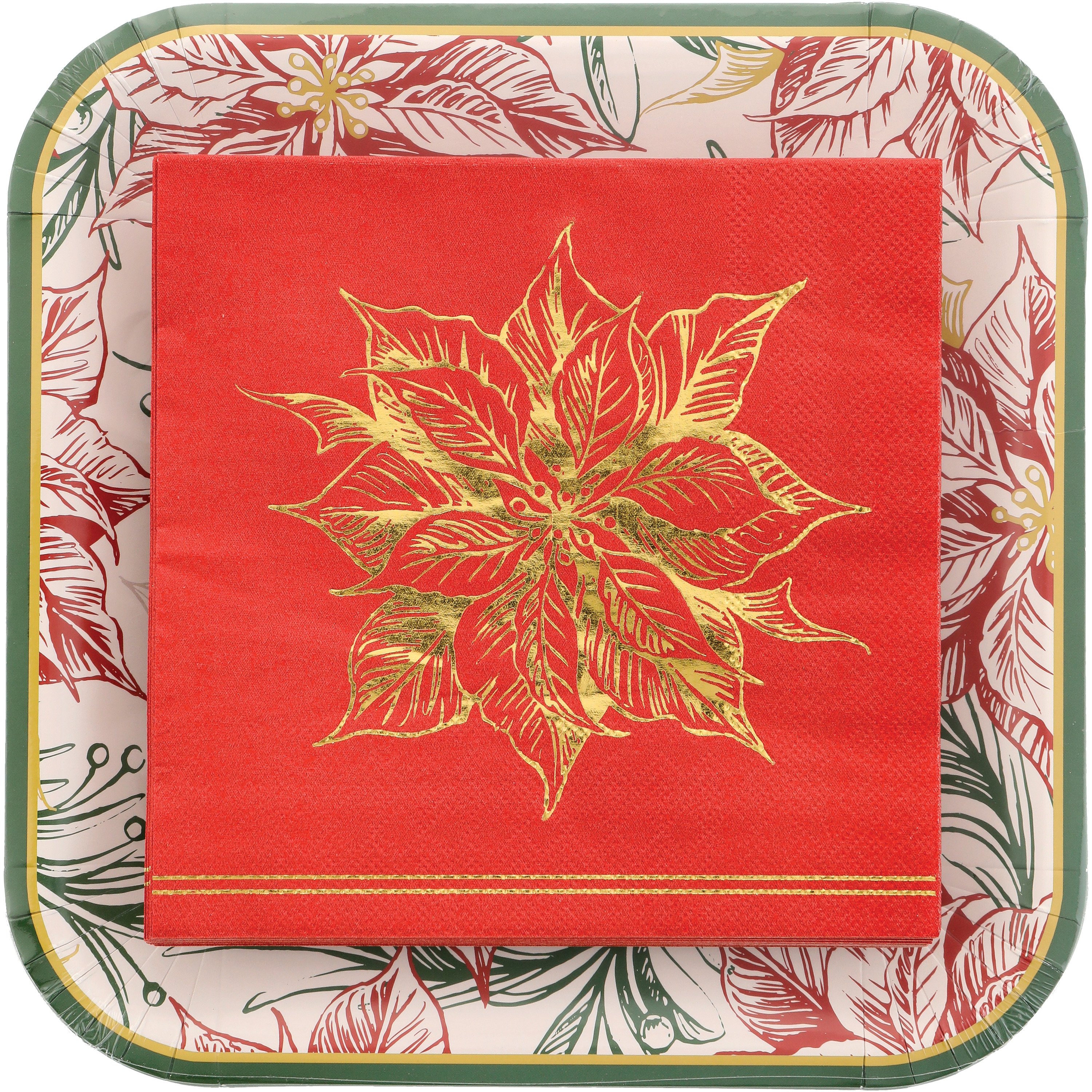 Destination Holiday Poinsettia Paper Plate & Napkin Set Shop Plates