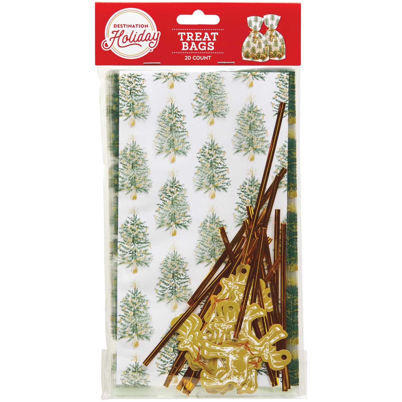 Destination Holiday Christmas Cello Treat Bags - Trees; image 1 of 2