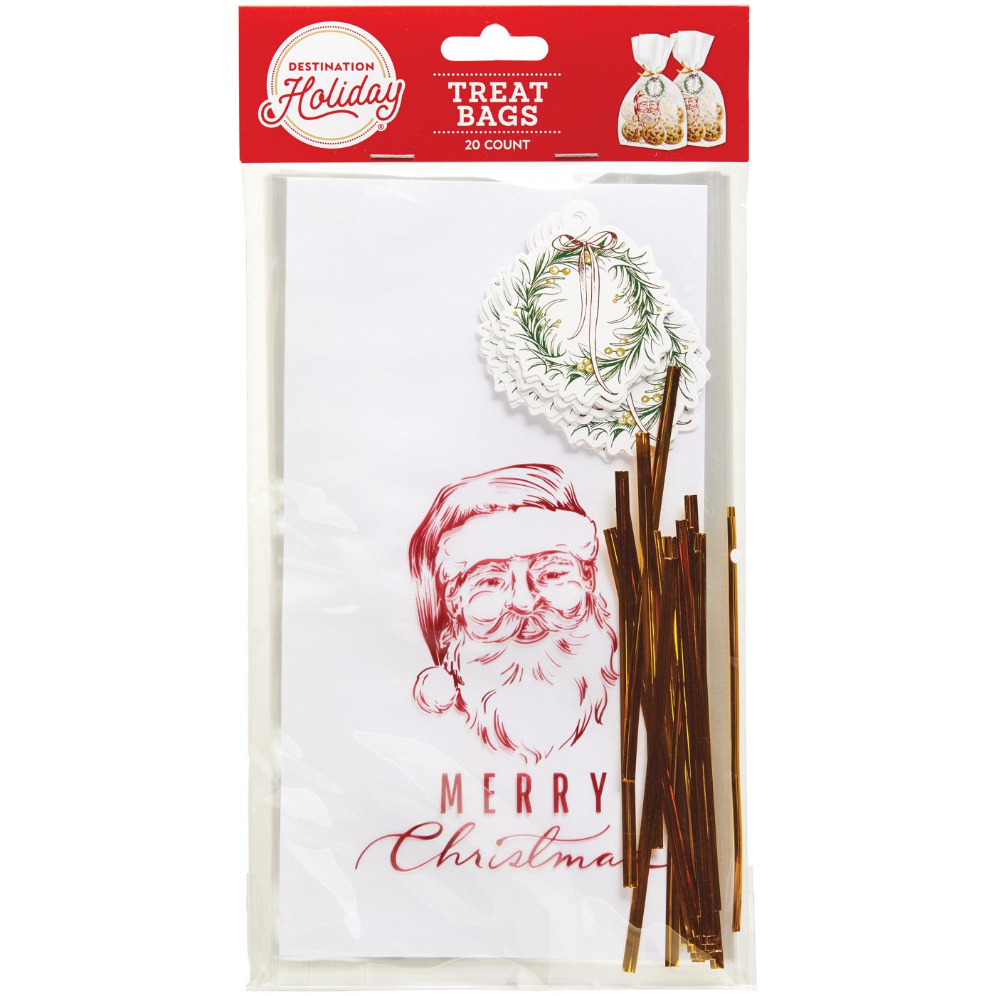 Destination Holiday Cellophane Treat Bags - Santa Merry Christmas; image 1 of 2