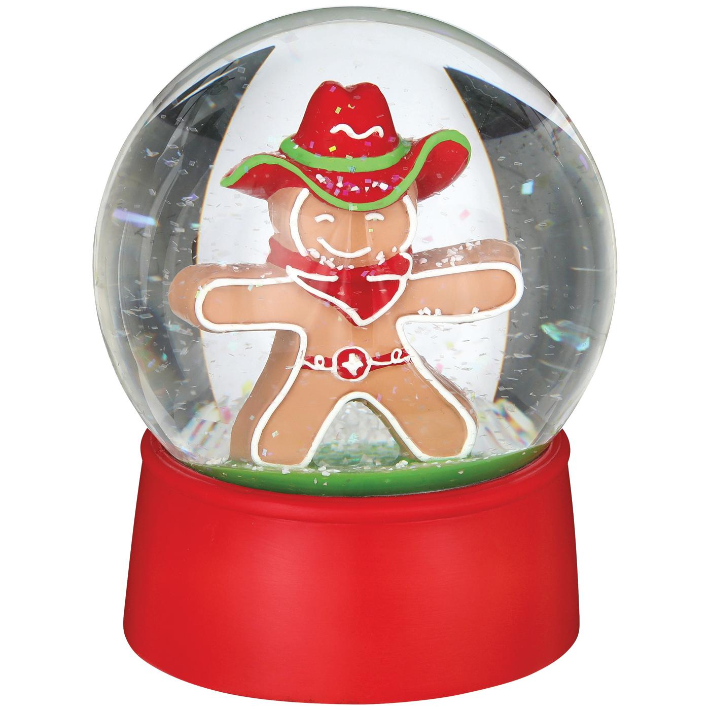 Destination Holiday Cowboy Gingerbread Man Christmas Snow Globe; image 1 of 2