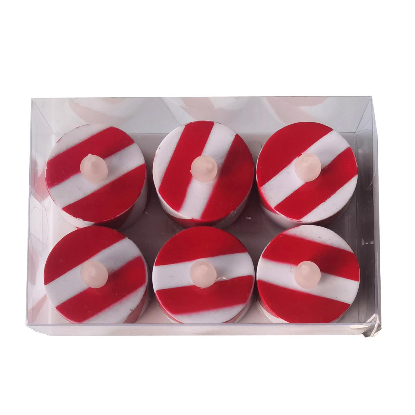 Destination Holiday Candy Cane LED Christmas Tea Lights; image 1 of 4