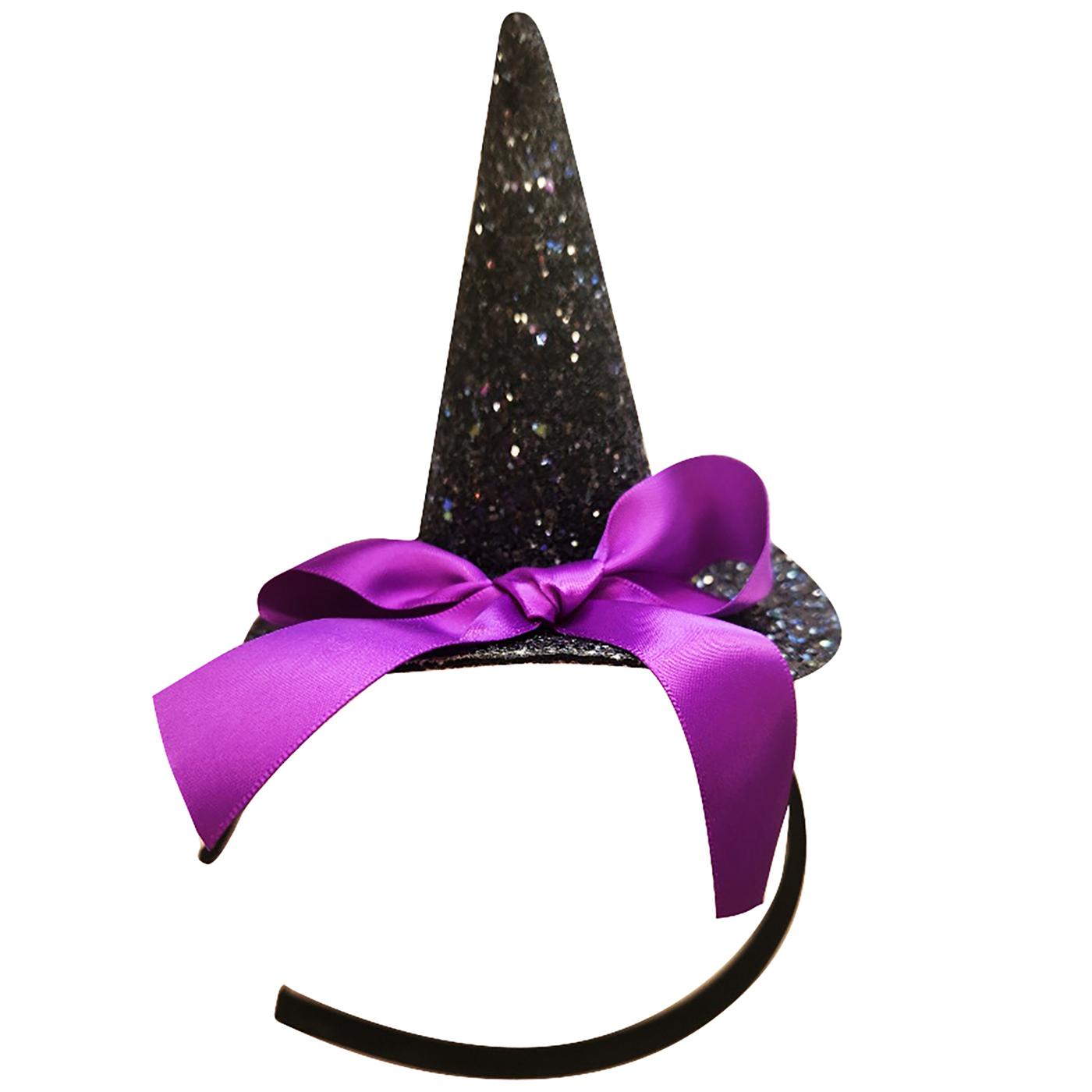 Boo! Witch Hat with Purple Bow Headband; image 1 of 2