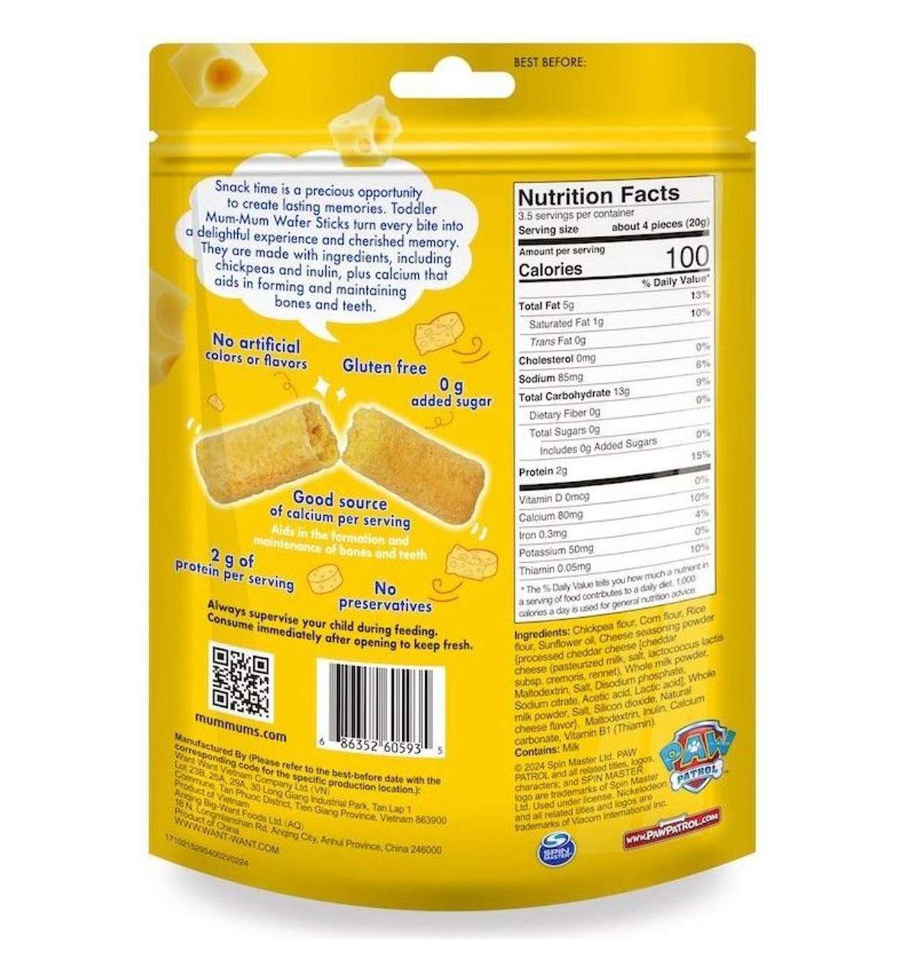 Toddler Mum-mum Paw Patrol Wafer Sticks - White Cheddar Cheese; image 4 of 6