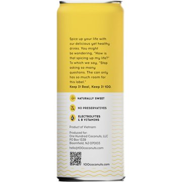 100 Coconuts Pure Coconut Water + Pineapple, 11 oz