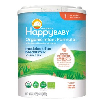 Happy Baby Organics Infant Formula Milk-Based Powder Infant Formula with Iron - Stage 1, 22.9 oz