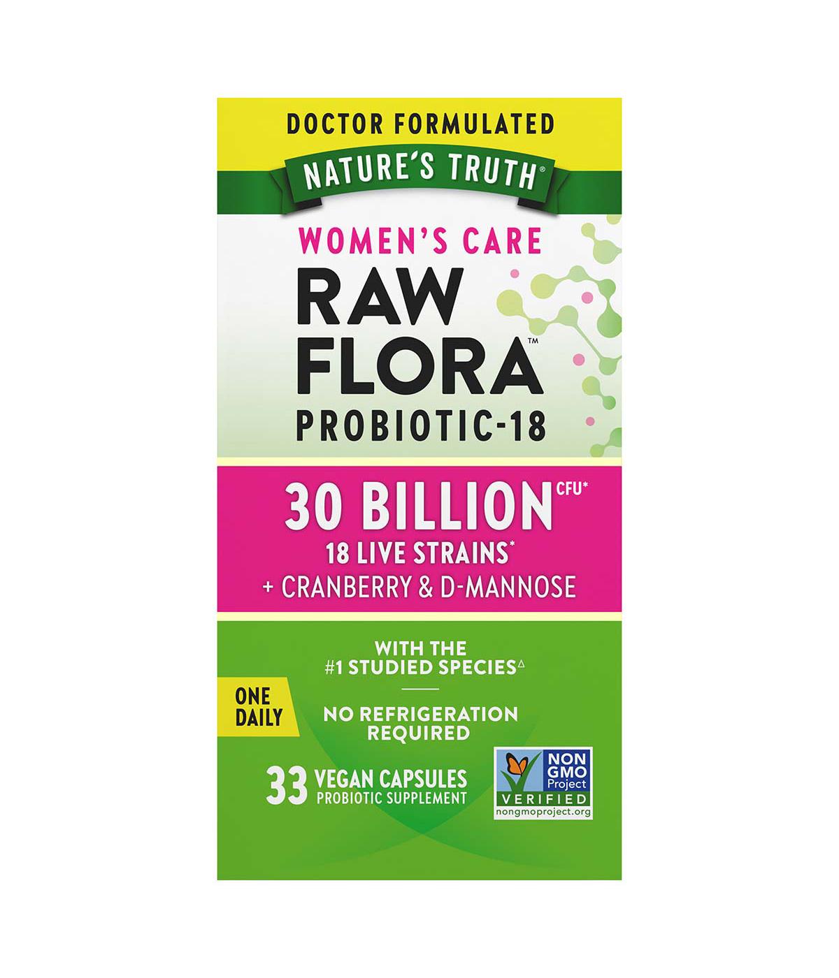 Nature's Truth Women's Care Raw Flora Probiotic-18 Vegan Capsules; image 1 of 8