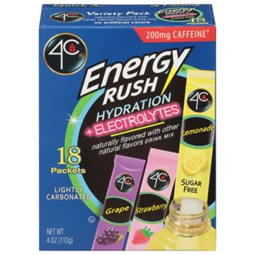 4C Energy Rush Hydration + Electrolytes Drink Mix Packets, 18 ct