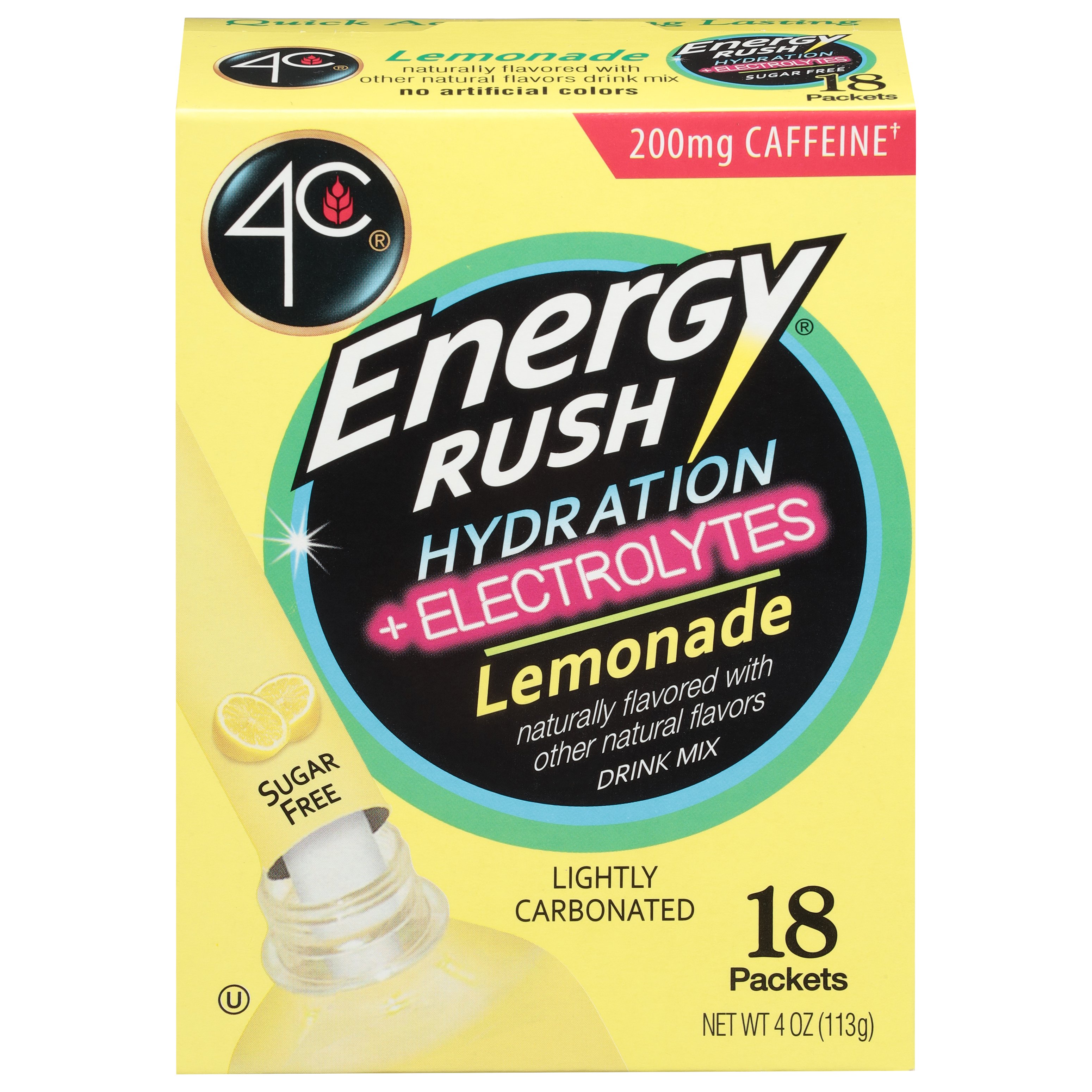 4C Energy Rush Hydration + Electrolytes Sugar Free Drink Mix Packets ...