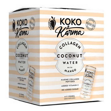 Koko & Karma Collagen Coconut Water with Mango 4 pk Cans, 8.45 oz