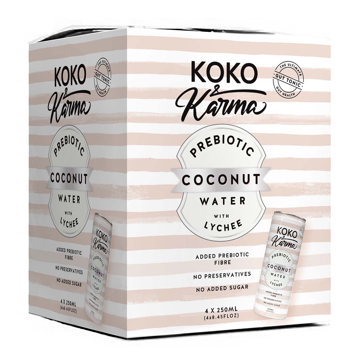 Koko & Karma Prebiotic Coconut Water with Lychee 4 pk Cans Shop Coconut Water at HEB