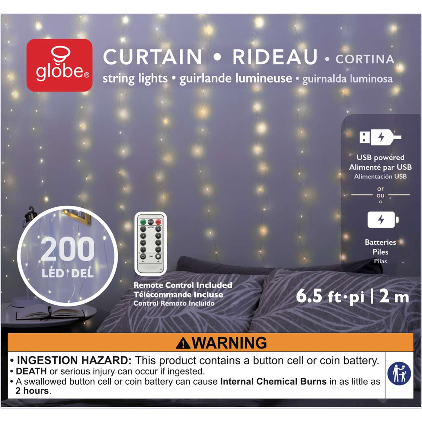 Globe Curtain LED String Lights; image 1 of 3