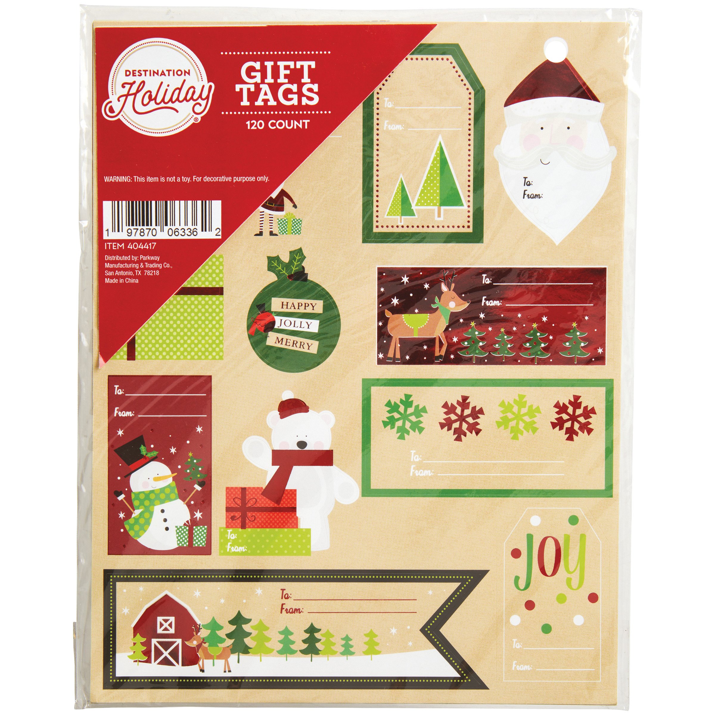 Destination Holiday Christmas Sticker Gift Tags Metallic Shop Gift