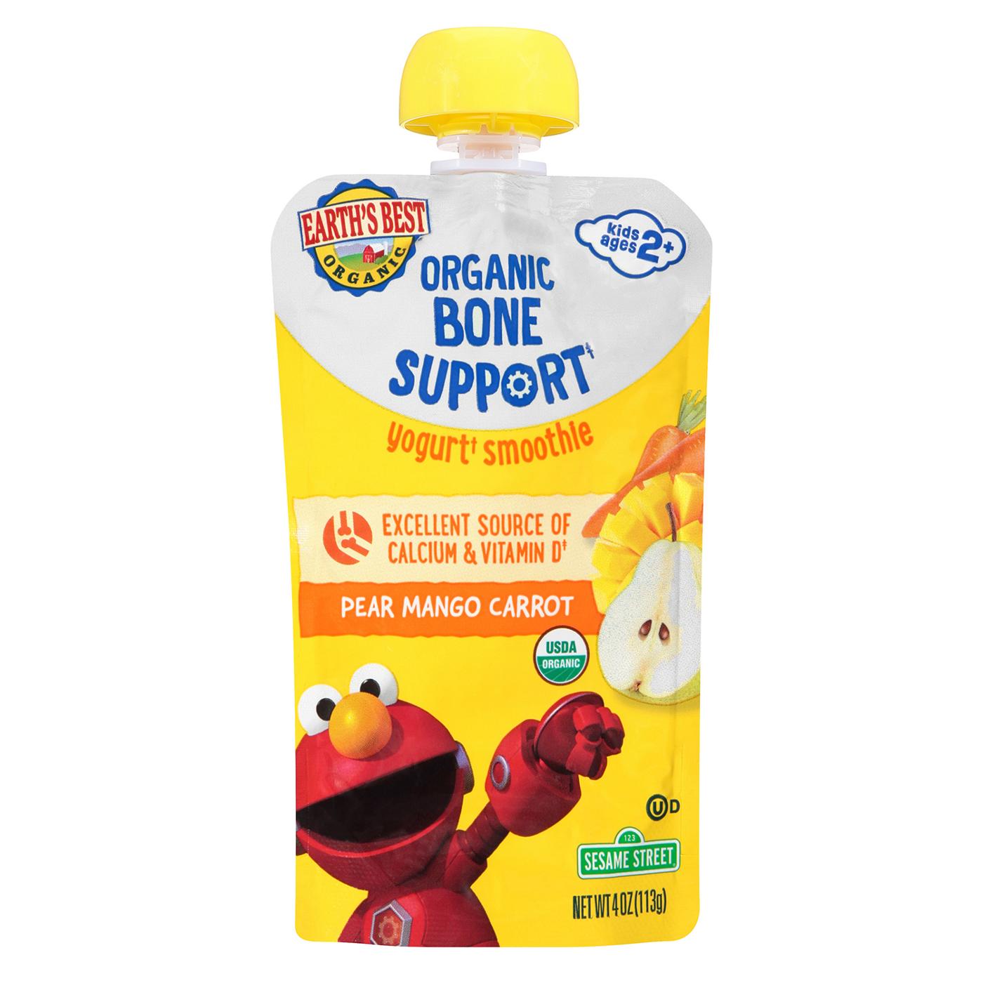 Earth's Best Organic Bone Support Yogurt Smoothie Pouch - Pear Mango Carrot; image 1 of 2