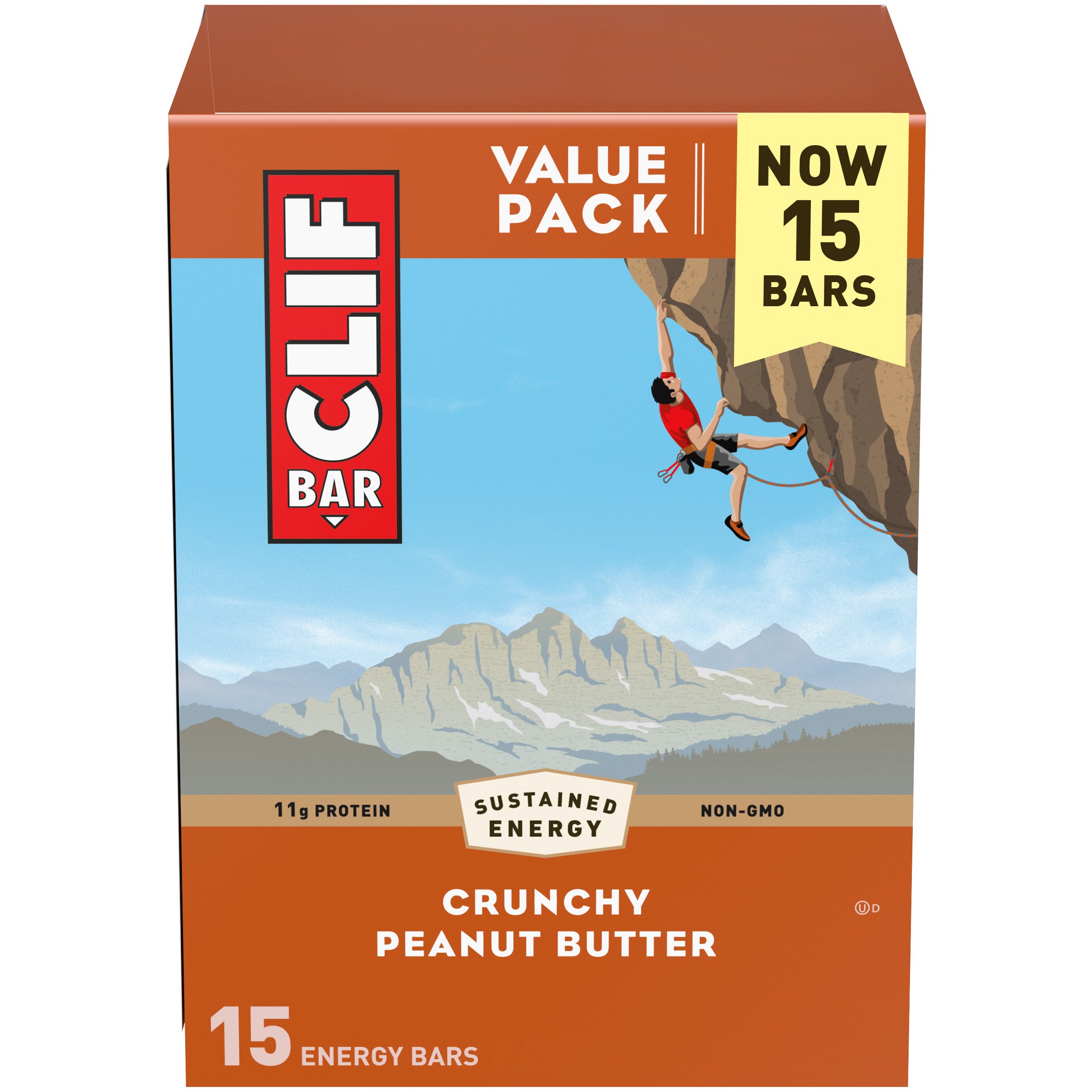 Clif Bar 11g Protein Energy Bars Value Pack - Crunchy Peanut Butter ...