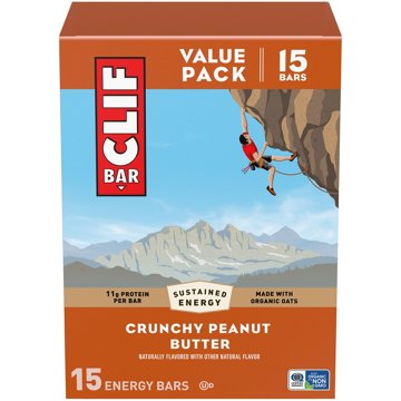 Clif Bar 11g Protein Energy Bars Value Pack - Crunchy Peanut Butter 