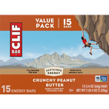 Clif Bar 11g Protein Energy Bars Value Pack - Crunchy Peanut Butter 