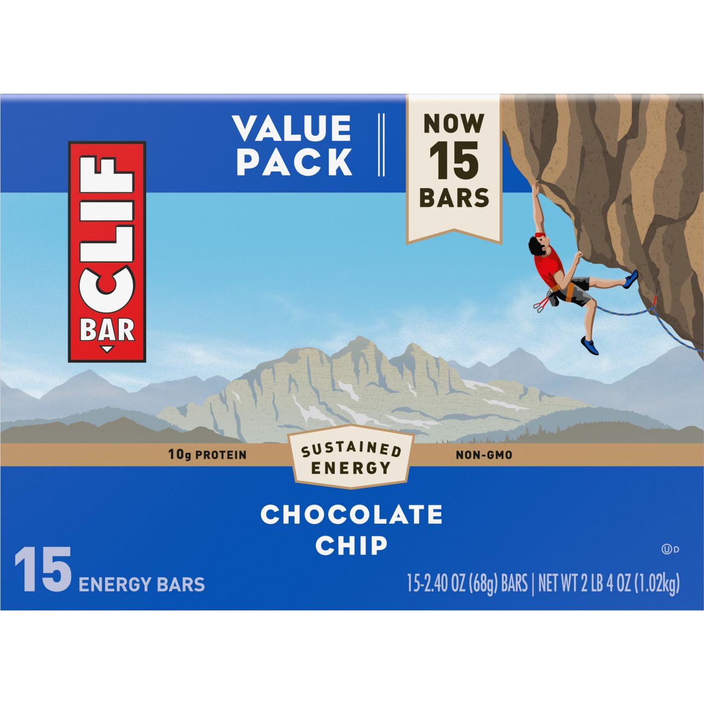 Clif Bar 10g Protein Energy Bars Value Pack - Chocolate Chip; image 2 of 8