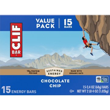 Clif Bar 10g Protein Energy Bars Value Pack - Chocolate Chip