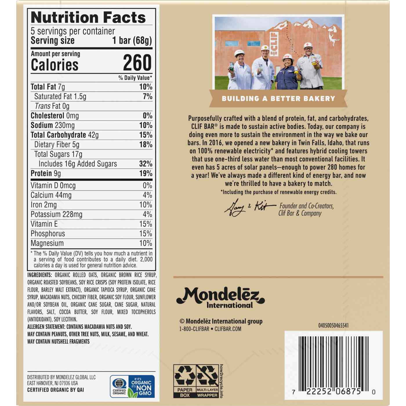 Clif Bar 9g Protein Energy Bars - White Chocolate Macadamia Nut; image 2 of 8