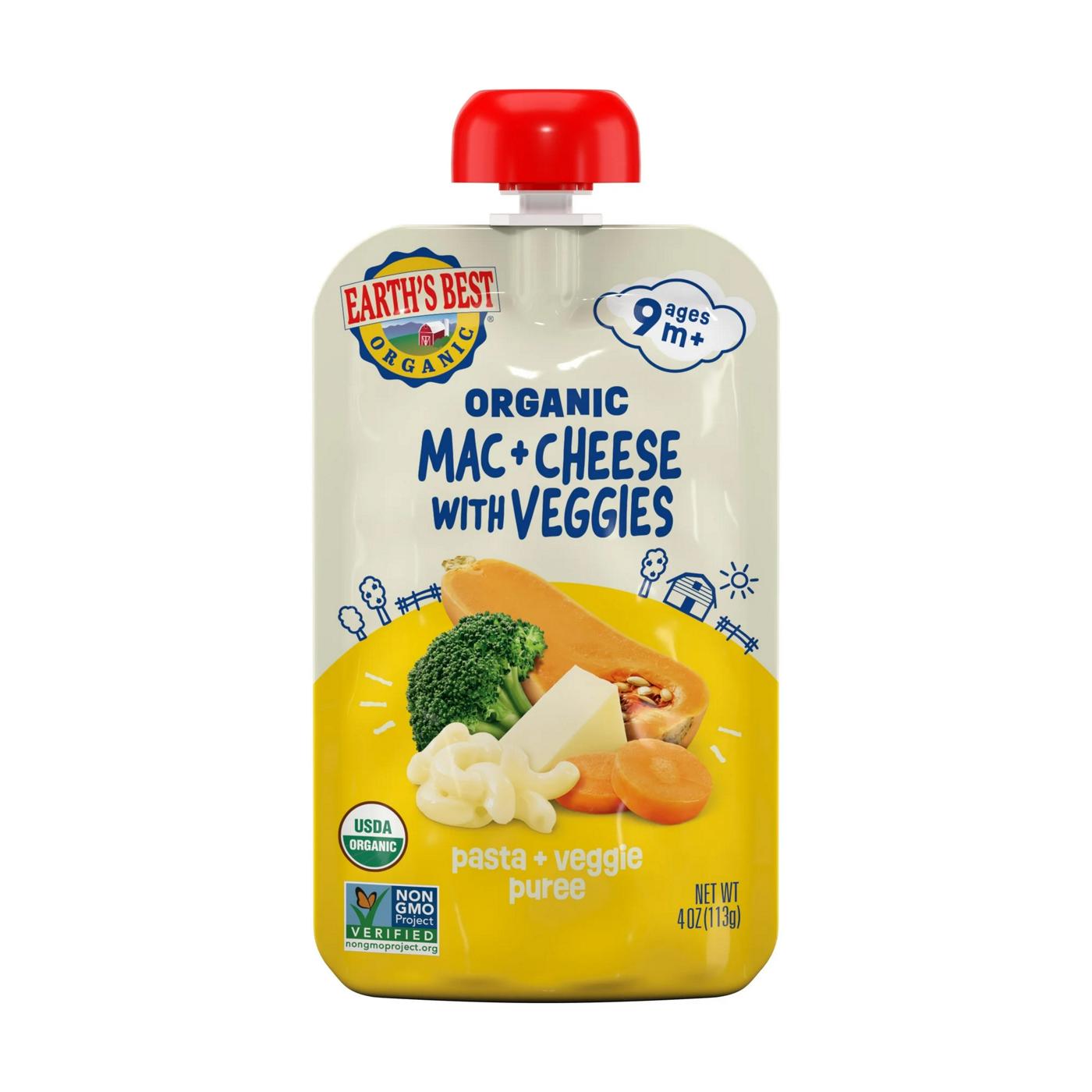 Earth's Best Organic Pasta + Veggie Puree Pouch - Mac + Cheese With Veggies; image 1 of 2