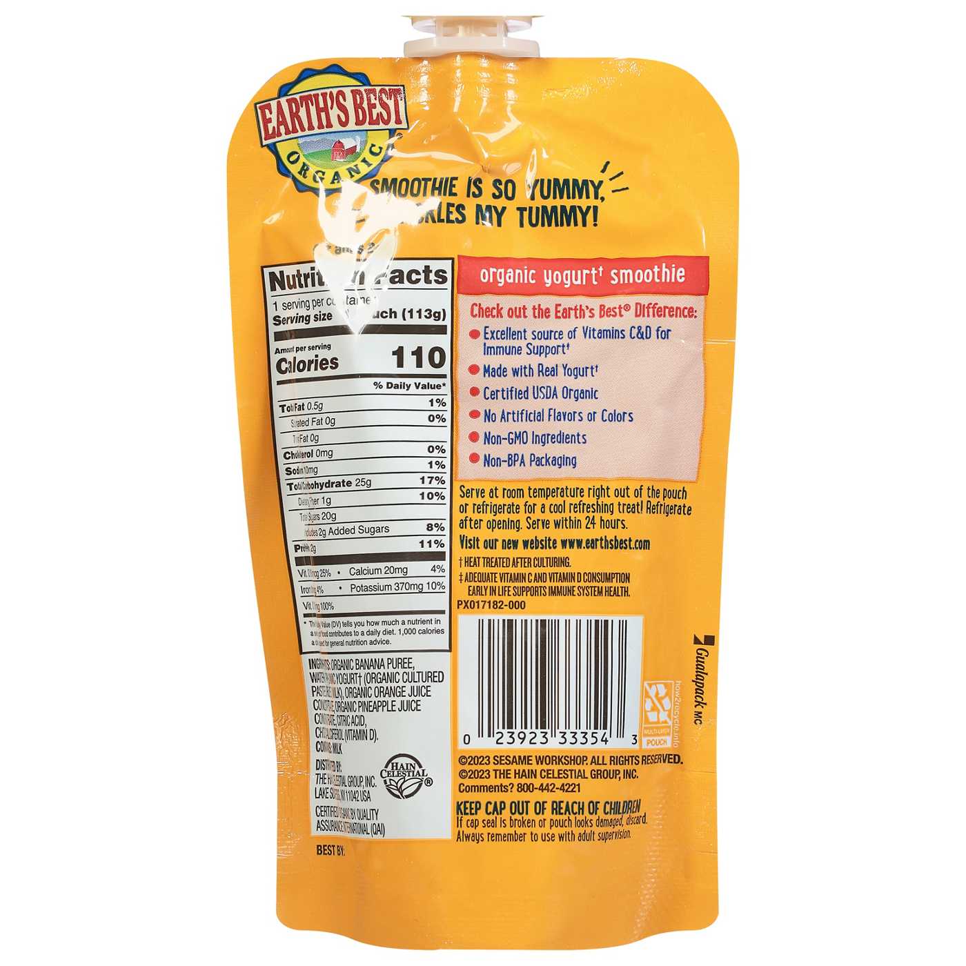 Earth's Best Organic Immune Support Yogurt Smoothie Pouch - Banana Orange Pineapple; image 2 of 2