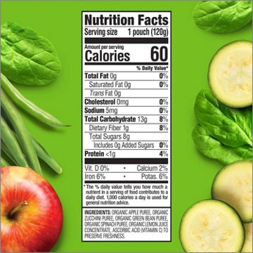 Happy Tot Organics Love My Veggies Pouch - Apple, Zucchini, Green Beans & Spinach, 4.22 oz
