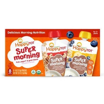 Happy Tot Organics Super Morning Pouch Variety Pack - Fruit Yogurt & Grain Blend