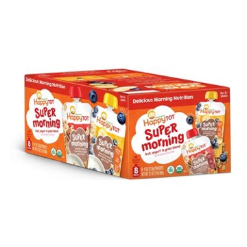Happy Tot Organics Super Morning Pouch Variety Pack - Fruit Yogurt & Grain Blend