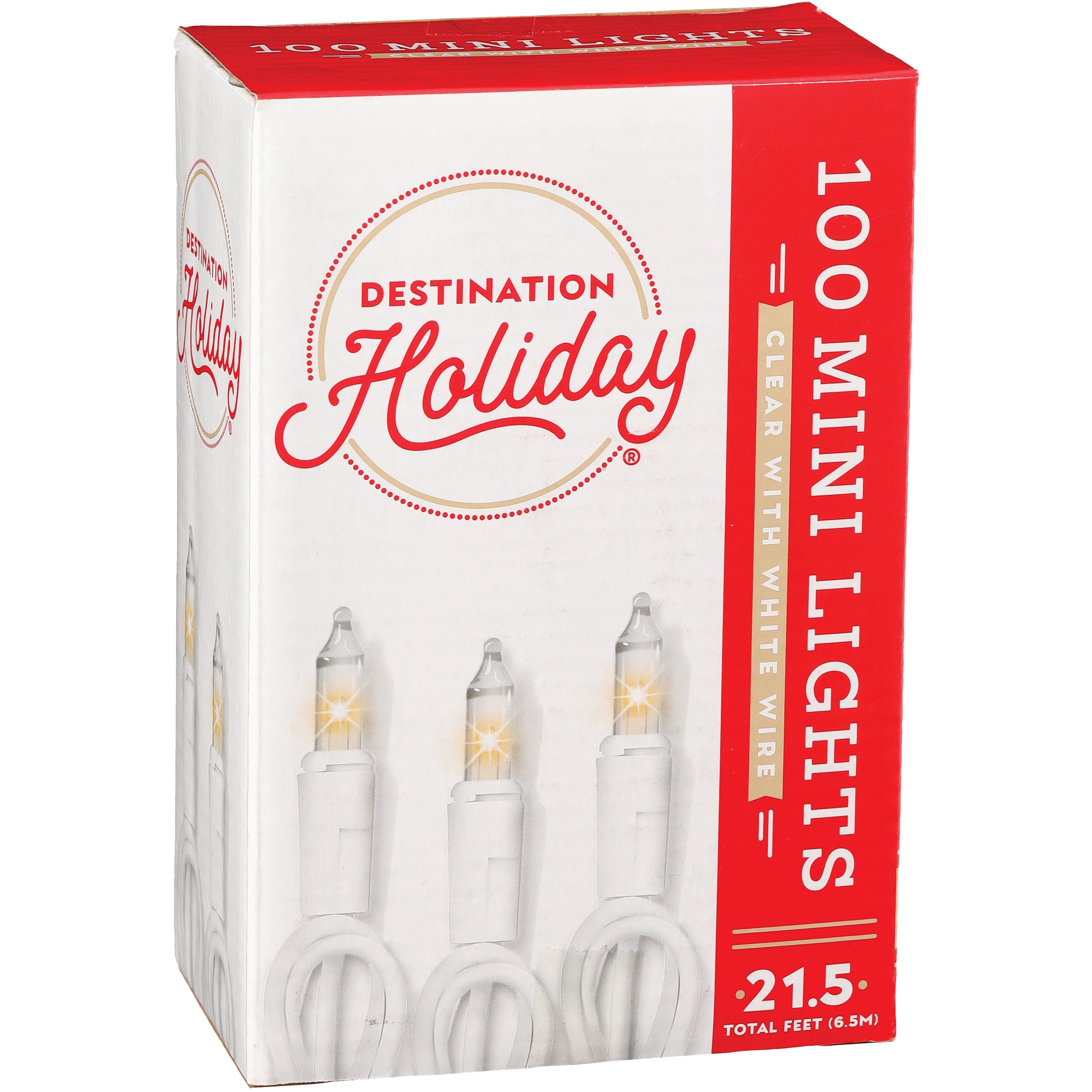 Destination Holiday Mini Clear Christmas Lights White Wire Shop