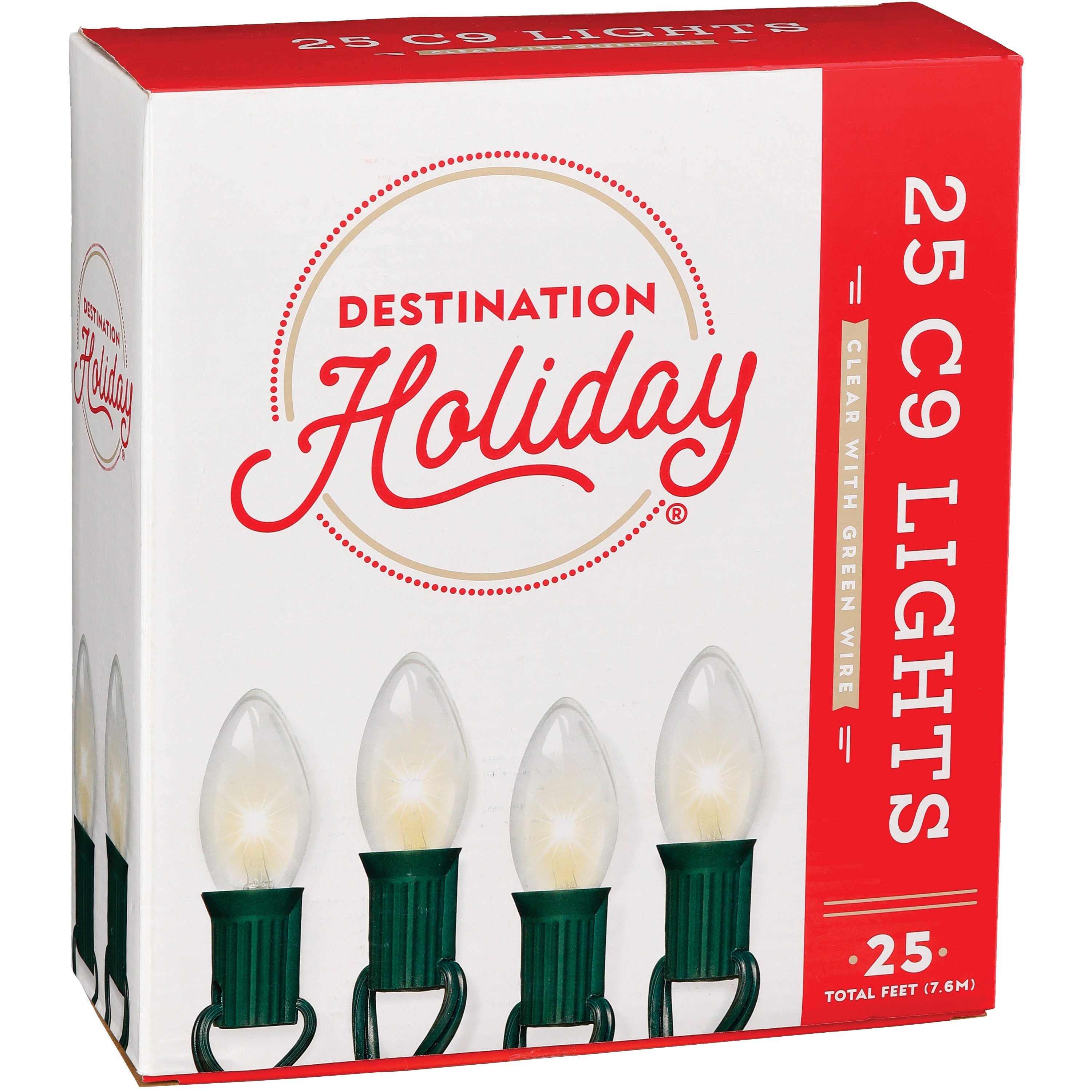 Destination Holiday C9 Clear Christmas Lights Green Wire Shop