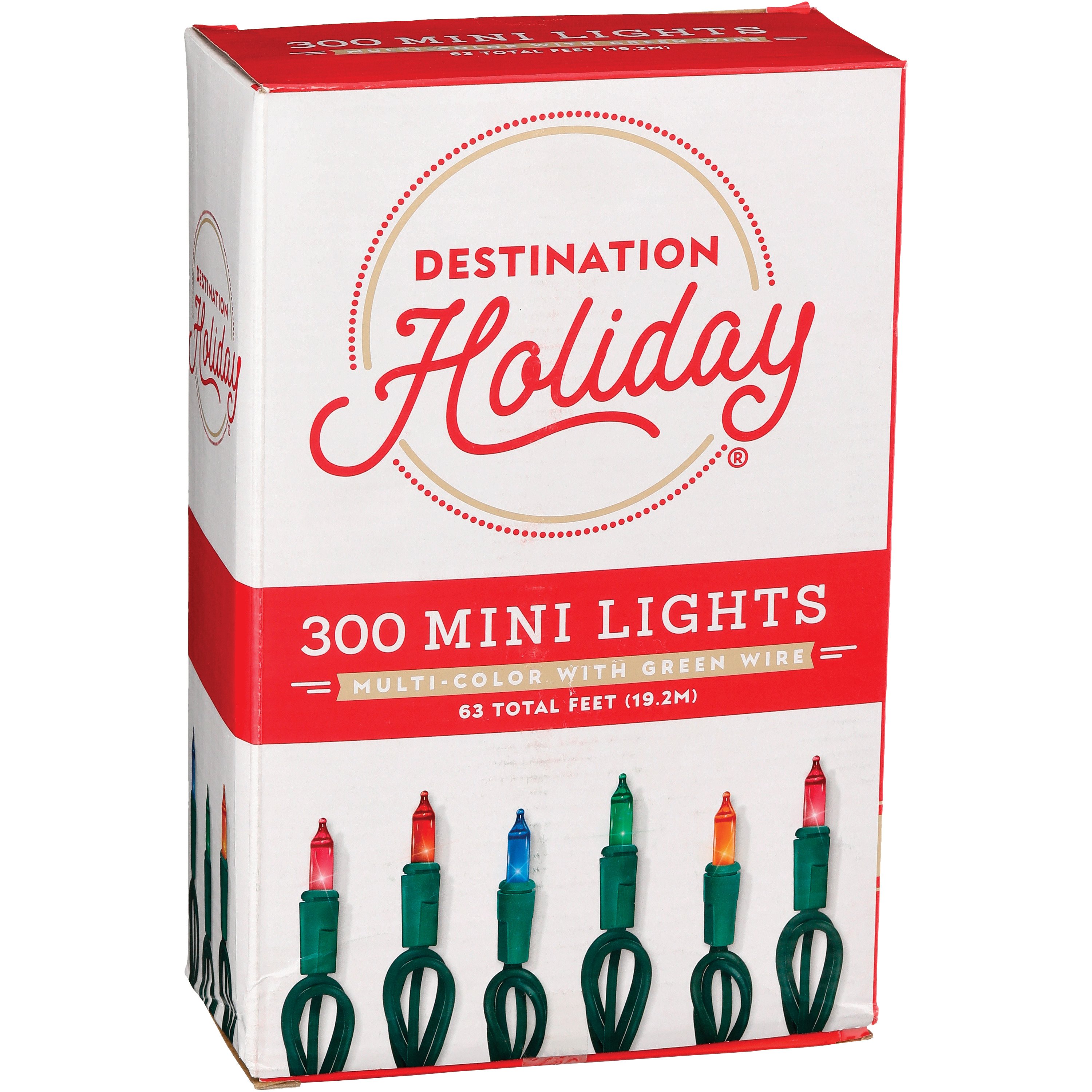 Destination Holiday Mini Multi Color Christmas Lights Green Wire