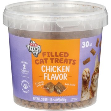H-E-B Texas Pets Cat Treats - Chicken Filled, 30 oz