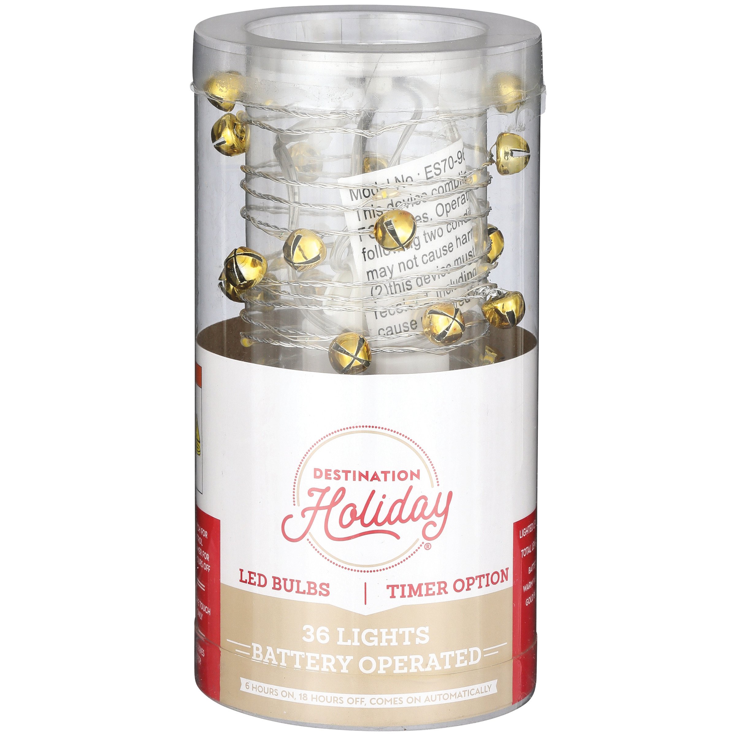 Destination Holiday Gold Bell Battery Operated LED Christmas Garland