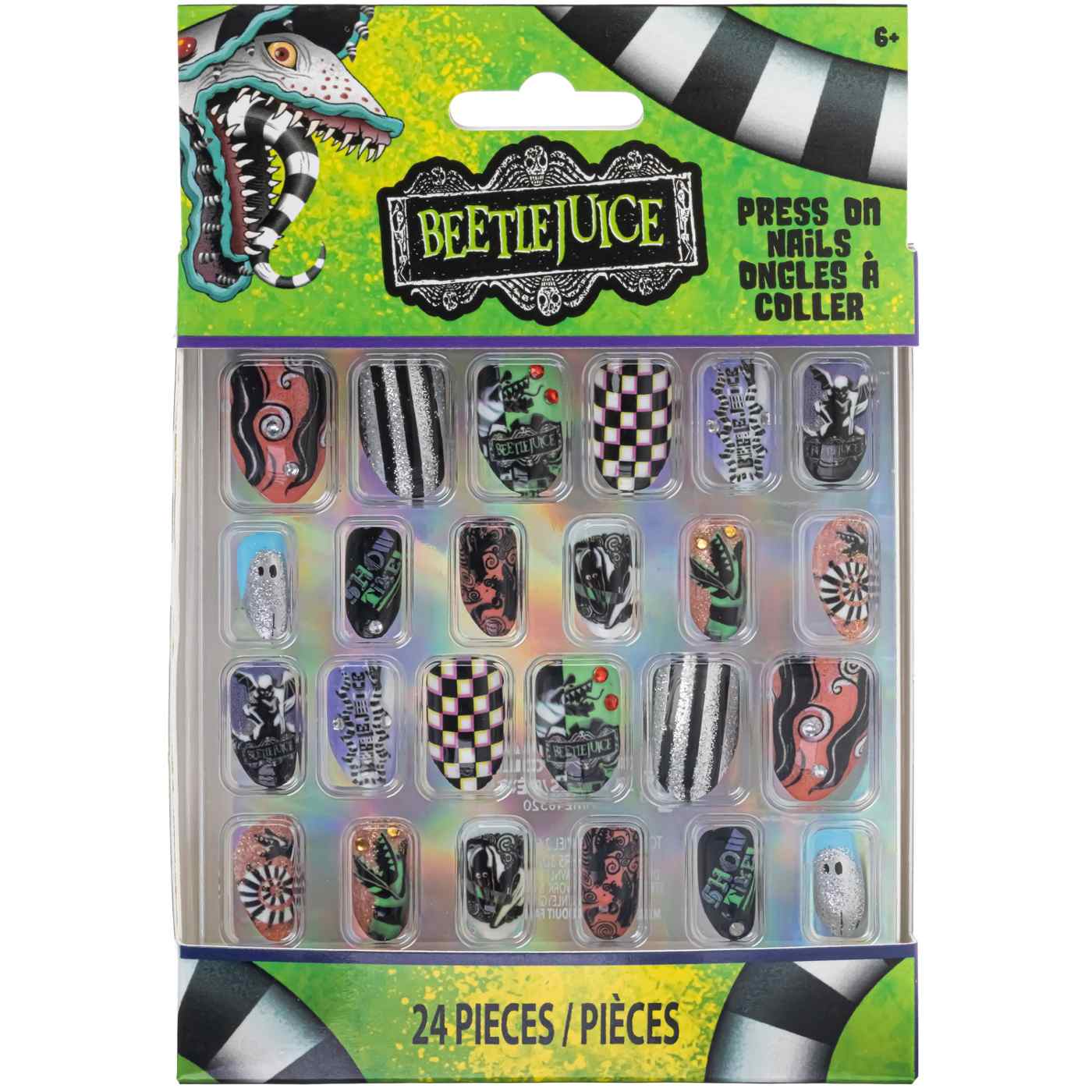 Townley Beetlejuice Halloween 3D Press-On Nails; image 1 of 2