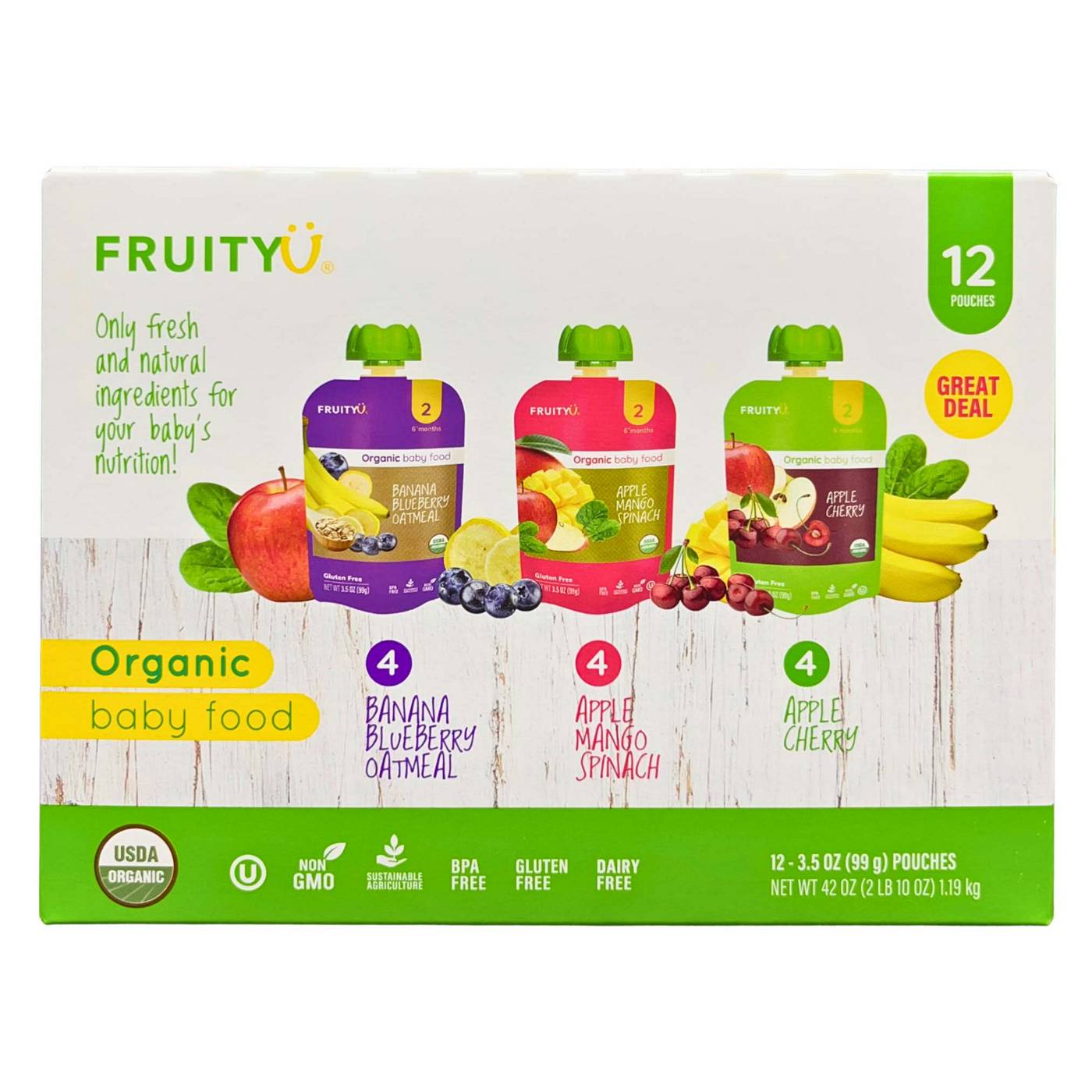 FruityU Organic Baby Food Pouches - Variety Pack; image 1 of 7