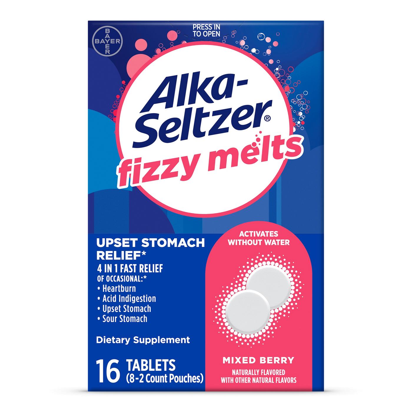 Alka-Seltzer Fizzy Melts Tablets - Mixed Berry; image 1 of 6