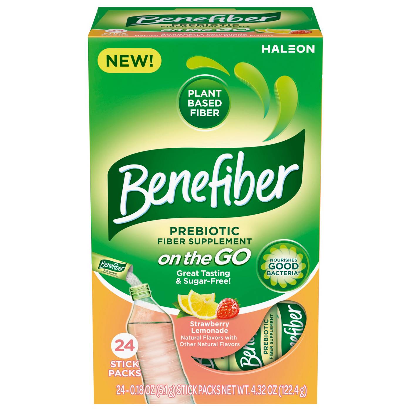 Benefiber Prebiotic Fiber Supplement On The Go Packets - Strawberry Lemonade; image 1 of 3