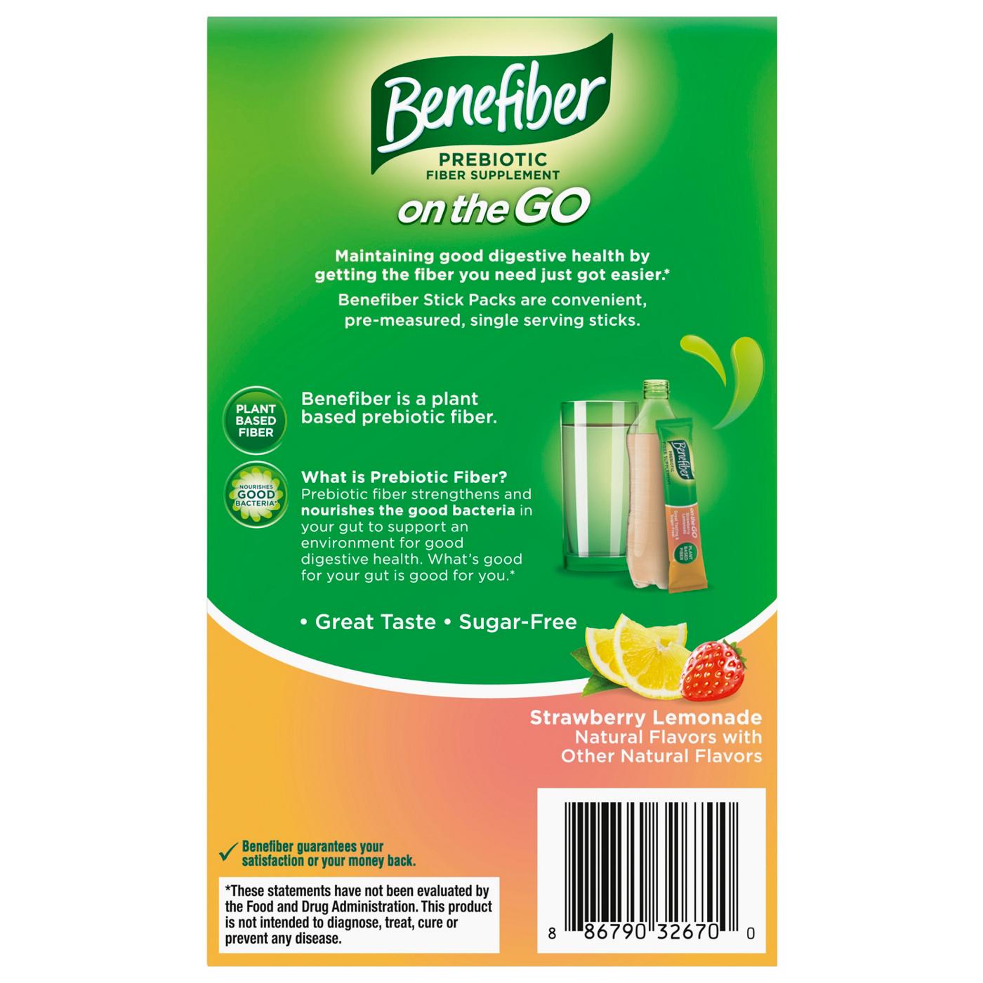 Benefiber Prebiotic Fiber Supplement On The Go Packets - Strawberry Lemonade; image 2 of 3