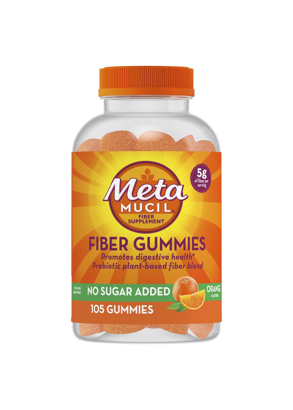 Metamucil No Sugar Added Fiber Gummies - Orange; image 1 of 3