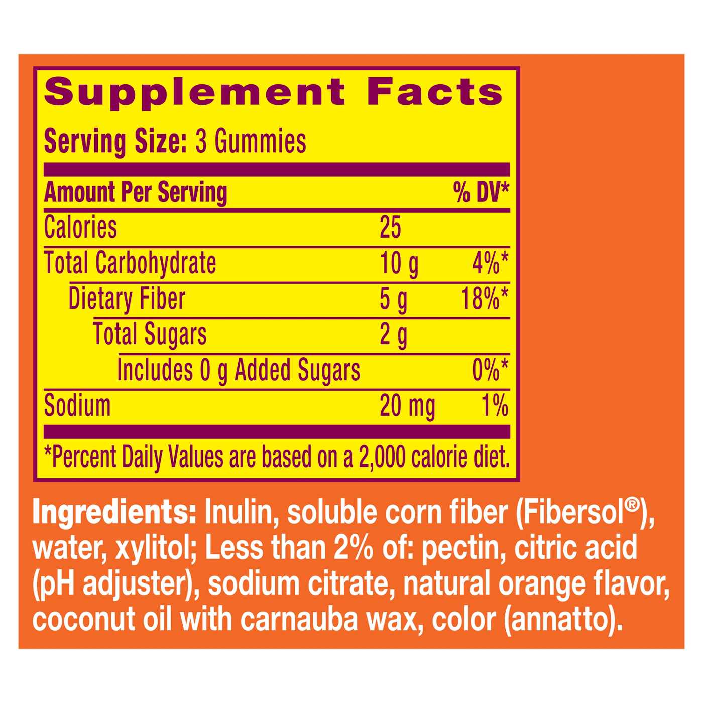 Metamucil Fiber Gummies, Plant-Based Prebiotic Fiber Supplement Blend, No Sugar Added, Orange Flavor; image 9 of 10