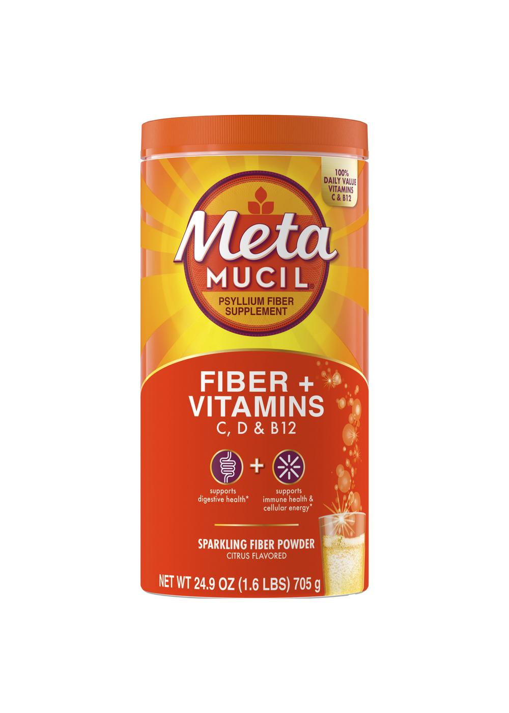 Metamucil Fiber + Vitamins Sparkling Fiber Powder - Citrus; image 1 of 3