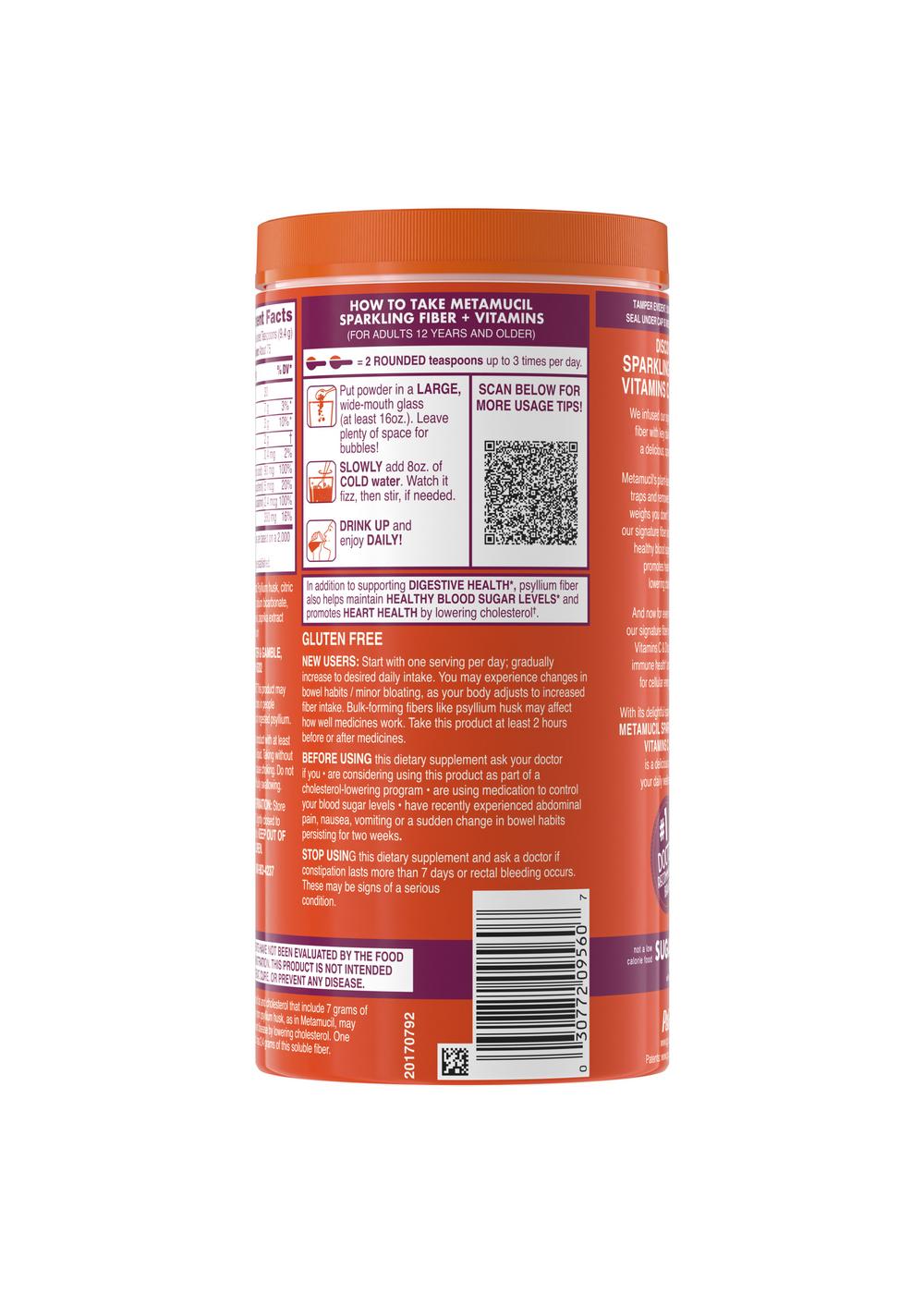 Metamucil Fiber + Vitamins Sparkling Fiber Powder - Citrus; image 3 of 3