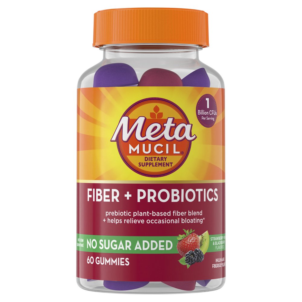 Metamucil Fiber + Probiotic No Sugar Added Gummies - Strawberry Kiwi ...