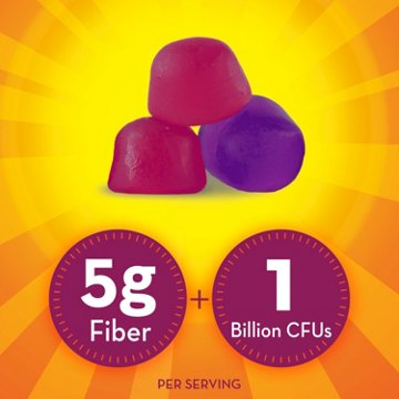Metamucil Fiber Gummies with Probiotics for Bloating, Plant-Based Prebiotic Fiber Supplement Blend, No Sugar Added, Strawberry Kiwi Blackberry Flavor