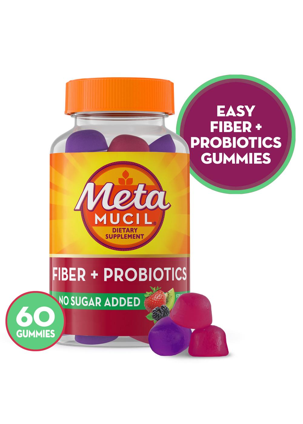 Metamucil Fiber + Probiotic No Sugar Added Gummies - Strawberry Kiwi & Blackberry; image 3 of 4